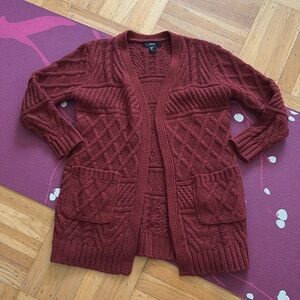 Dark red sweater cardigan